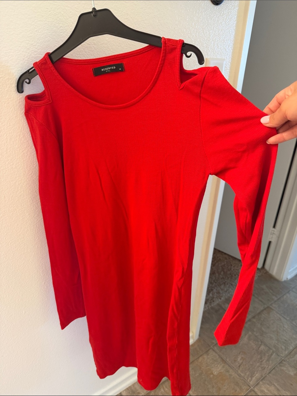 Reserved Women's Red Cold-Shoulder mini dress